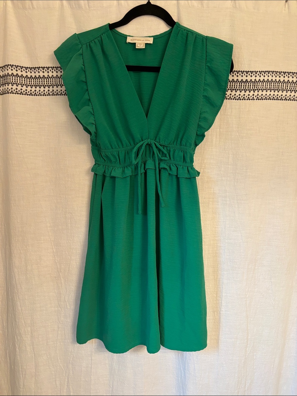 Green Flutter-Sleeve women’s Dress